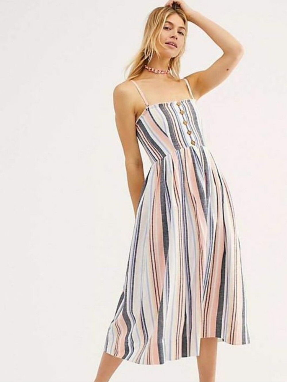 Free People Stripe Midi Dress Sz Xs
